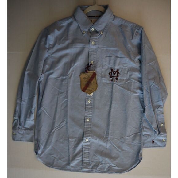 Polo Ralph Lauren Men's Sz M Blue Morehouse Custom Fit Oxford Button Up - Picture 12 of 13